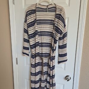 Striped Knit Open Front Cardigan